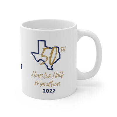 Houston Half Bib Coffee Cup, 26.2 Ceramic Mug 11oz, Houston 50th Marathon, Houston Half Marathon, 2022 Houston Marathon