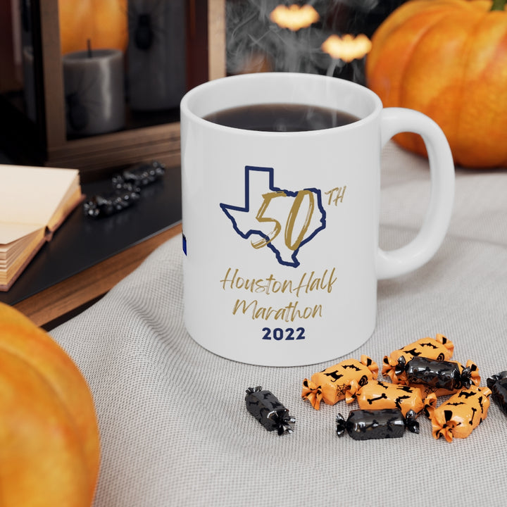 Houston Half Bib Coffee Cup, 26.2 Ceramic Mug 11oz, Houston 50th Marathon, Houston Half Marathon, 2022 Houston Marathon