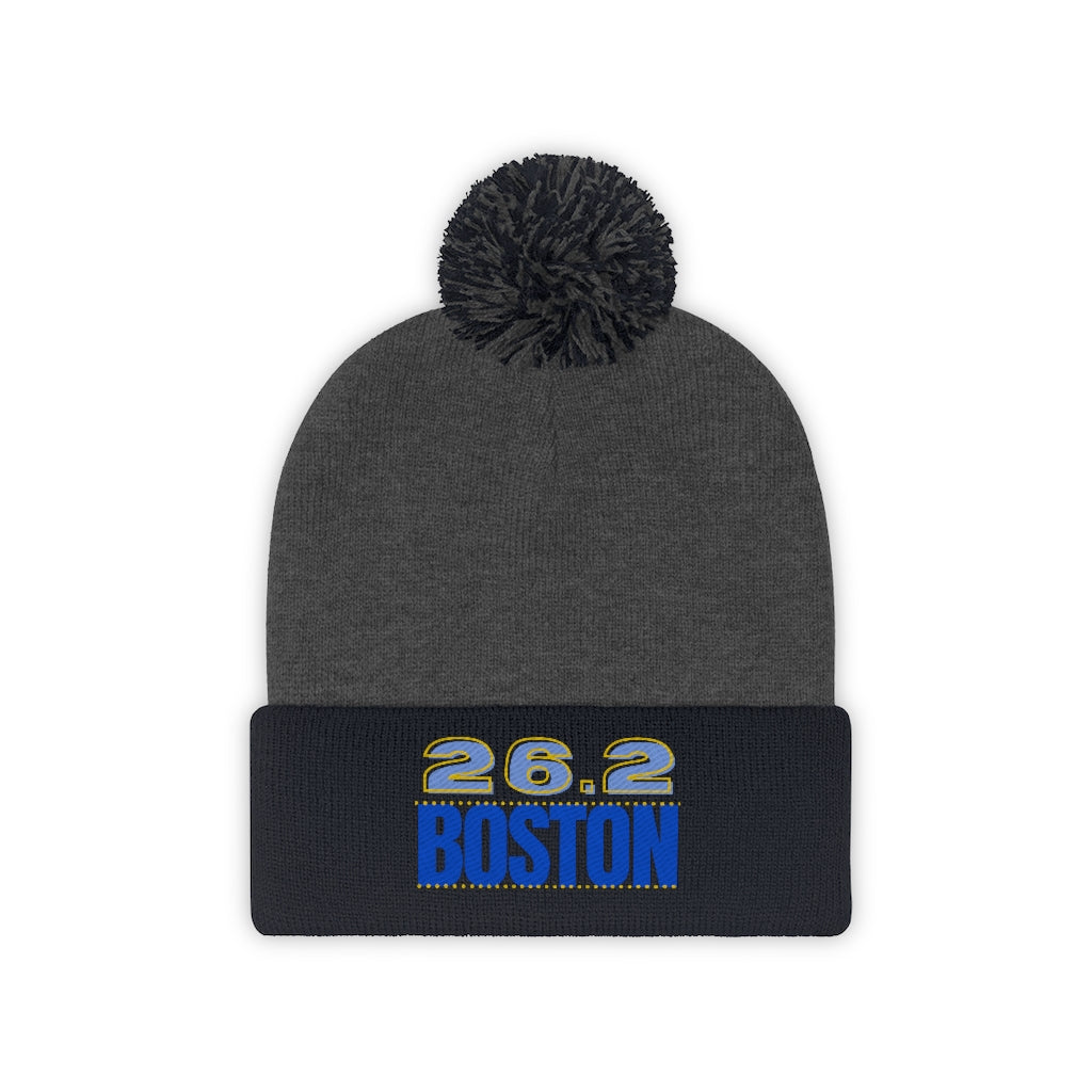 26.2 Boston Beanie, Embroidered Boston Beanie, Pom Pom Beanie, Runner, Marathon, Gift for Runner