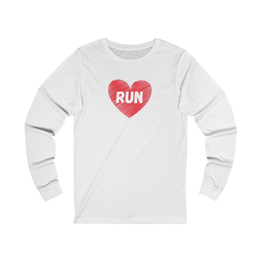 Love Run Shirt, I Love Running, I Heart Running, Unisex Jersey Long Sleeve Tee