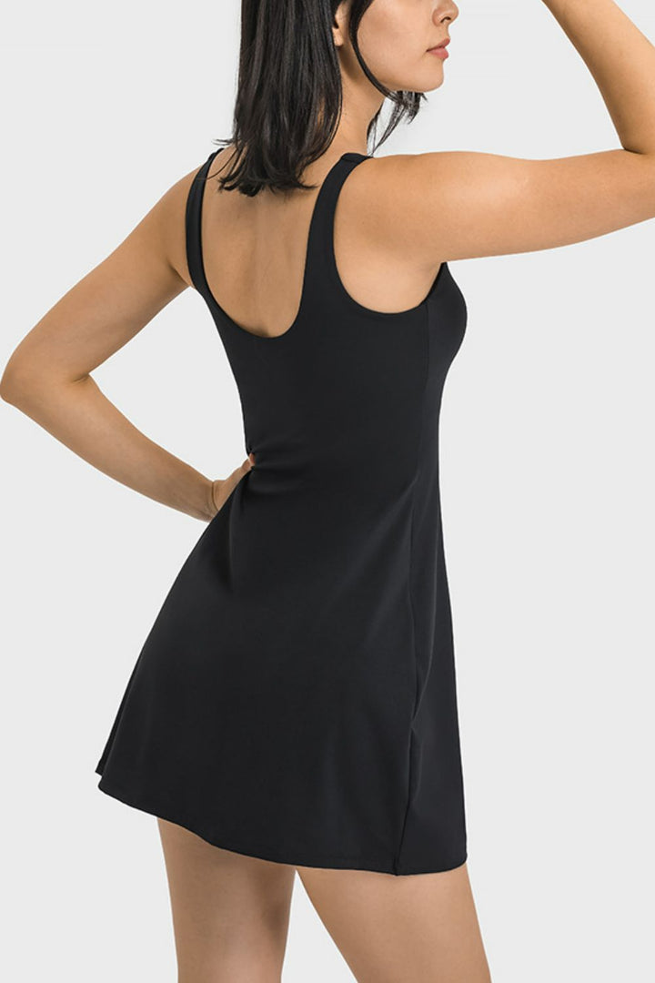 Sports Dress, Square Neck Athletic Tank Dress, Full Coverage Bottoms