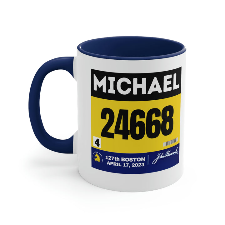 Boston Bib Cup, Two-Tone Coffee Mugs, 11oz, Boston Runner, Gift for Boston Runner, Boston Bib Mug