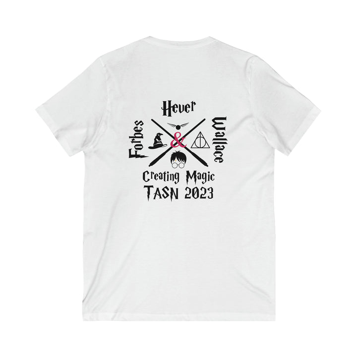 Custom Team Shirt, White Unisex Jersey Short Sleeve V-Neck Tee