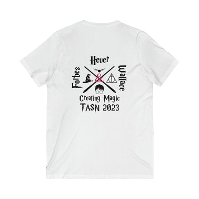 Custom Team Shirt, White Unisex Jersey Short Sleeve V-Neck Tee