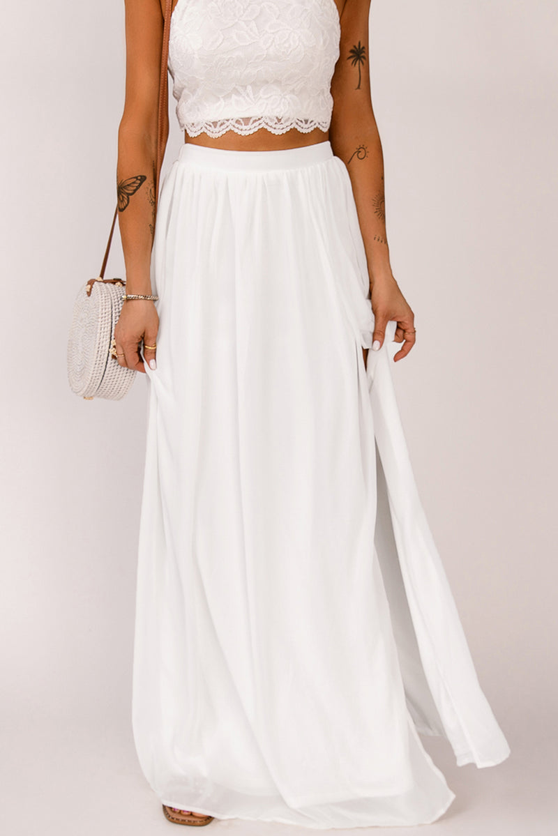 2023 Summer Skirt, White Maxi Skirt, Split Max Skirt, Date Night