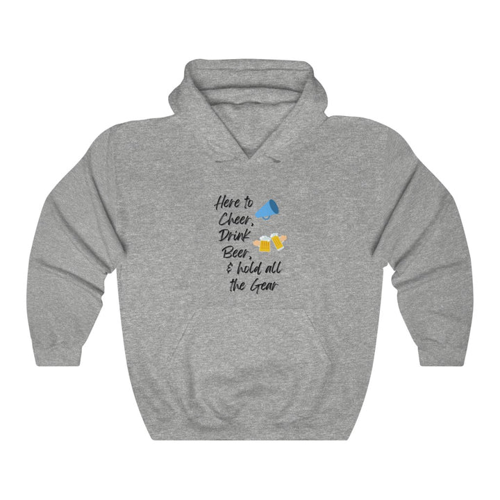 Here to Cheer Drink Beer & Hold Gear, Marathon Support Hoodie, Triathlon Support Hoodie, Ironman Support Crew, Unisex Heavy Blend