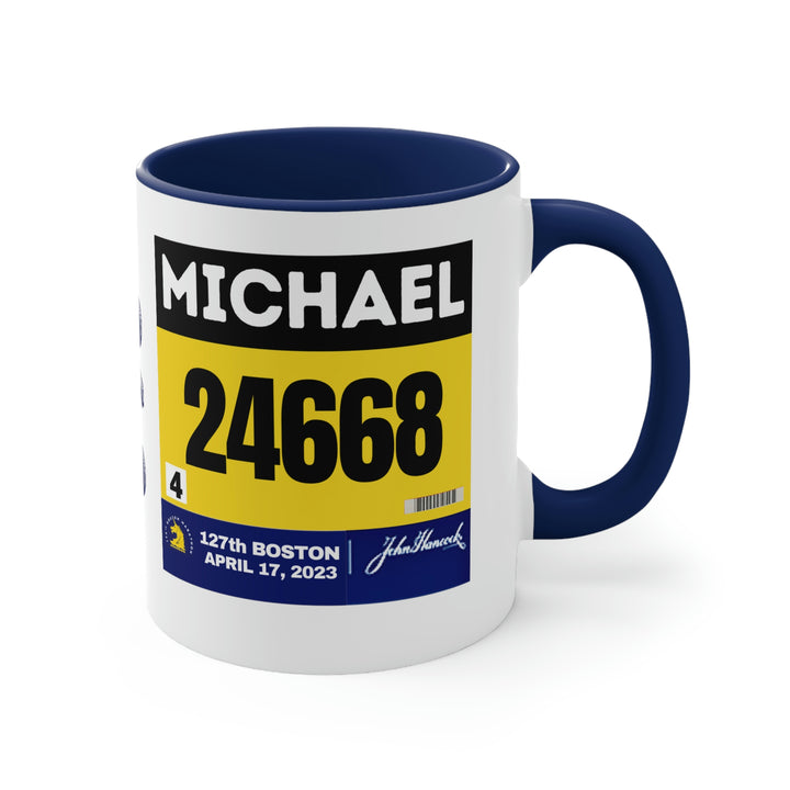 Boston Bib Cup, Two-Tone Coffee Mugs, 11oz, Boston Runner, Gift for Boston Runner, Boston Bib Mug