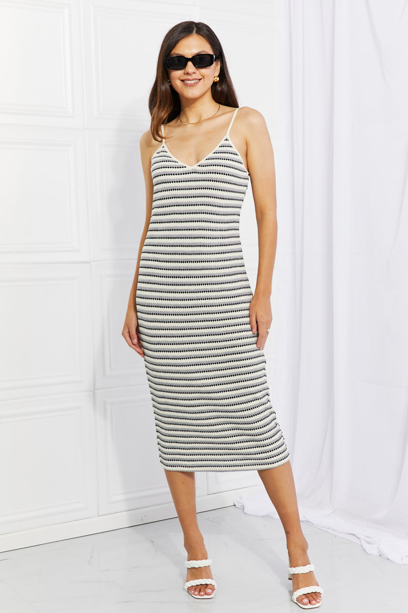 Striped Sleeveless Midi Dress, 2023 Summer Dress, Causal Dress