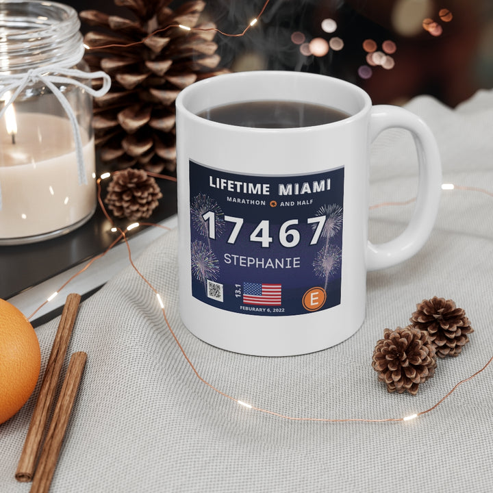 Miami Half Marathon Mug, Miami Bib Cup, 13.1 Ceramic Mug 11oz, Personalized Miami Half Cup, 2022 Miami Half, Custom Half Cup