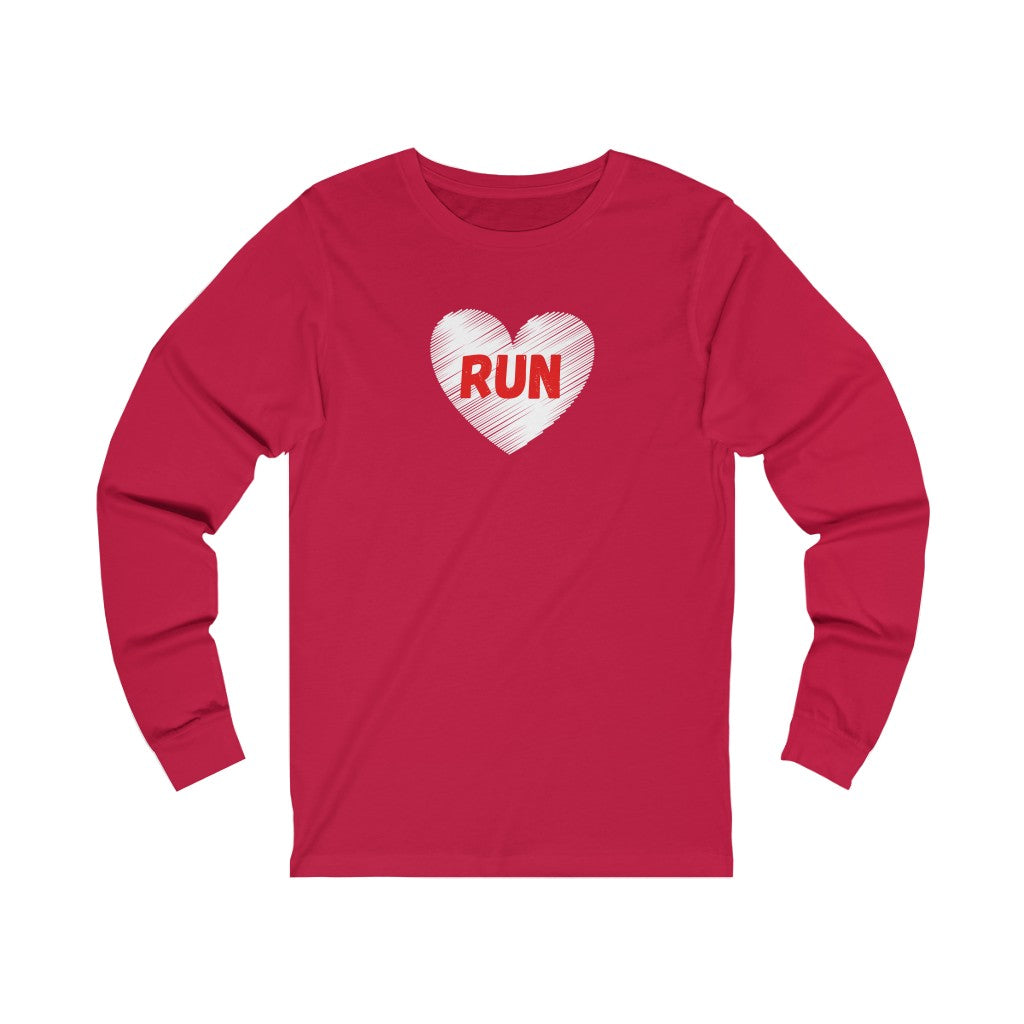 Love Run Shirt, I Love Running, I Heart Running, Unisex Jersey Long Sleeve Tee