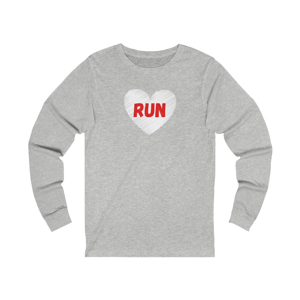 Love Run Shirt, I Love Running, I Heart Running, Unisex Jersey Long Sleeve Tee