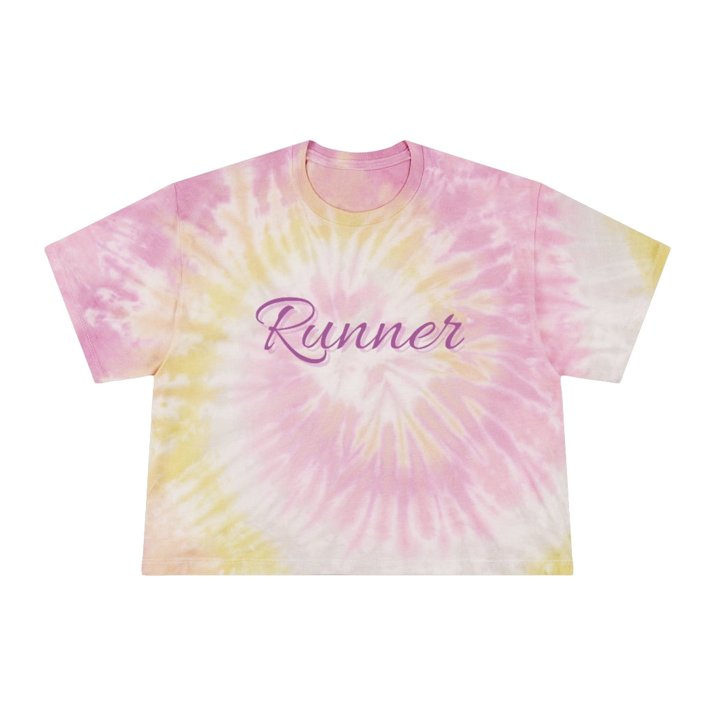 Runner Crop Top, Women's Tie-Dye Crop Tee, Runner Tie Dye Shirt, Ladies Cropped T-Shirt