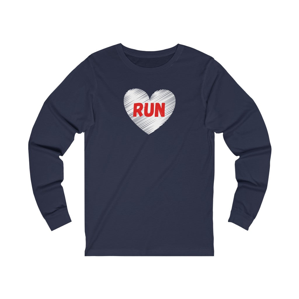 Love Run Shirt, I Love Running, I Heart Running, Unisex Jersey Long Sleeve Tee