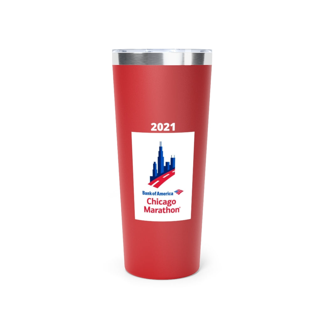 Chicago Travel Mug, Copper Vacuum Insulated Tumbler, 22oz, Runners Gift, Personalized Marathon Gift