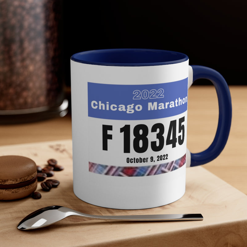 Chicago Marathon, Chicago Bib Cup, Accent Coffee Mug, 11oz, 26.2, Chicago Cup, Chicago Marathon Gift, Custom Marathon Gift, 2022 Chicago