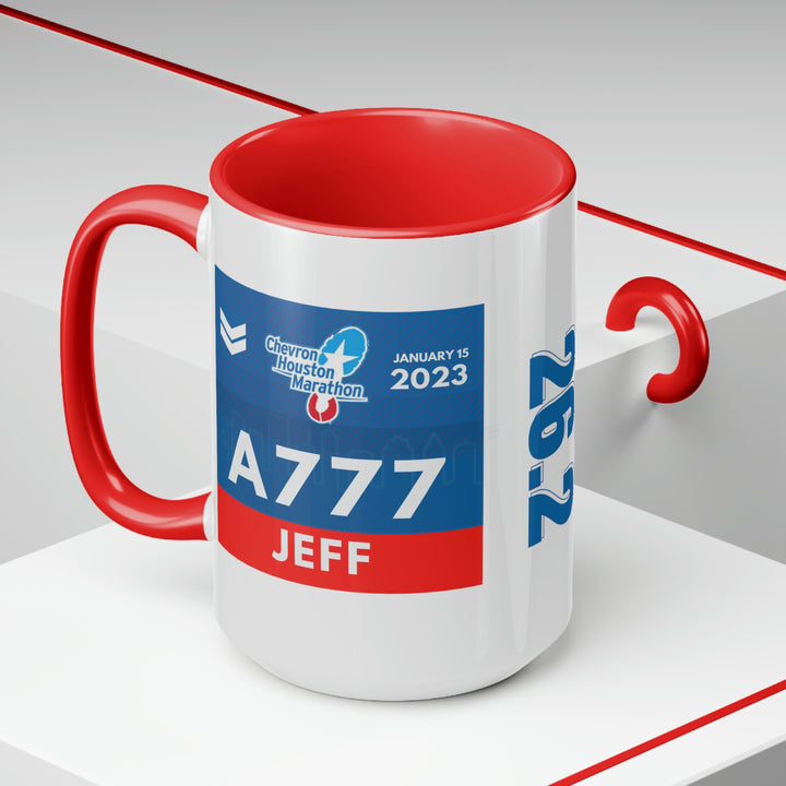 Houston Marathon, Houston Bib Cup, 15oz, Houston Marathon Gift, Houston Runner, 2023 Marathon Mug