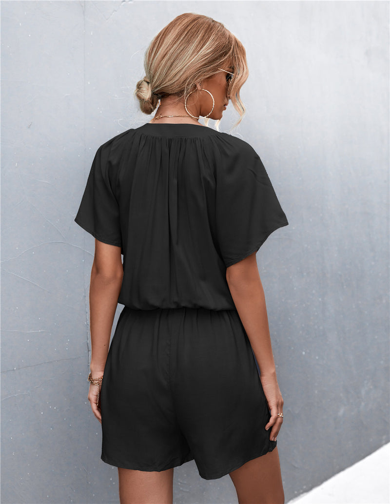 Buttoned Gather Detail Romper