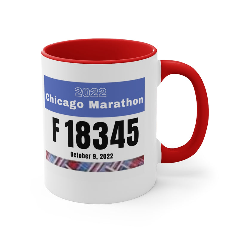 Chicago Marathon, Chicago Bib Cup, Accent Coffee Mug, 11oz, 26.2, Chicago Cup, Chicago Marathon Gift, Custom Marathon Gift, 2022 Chicago