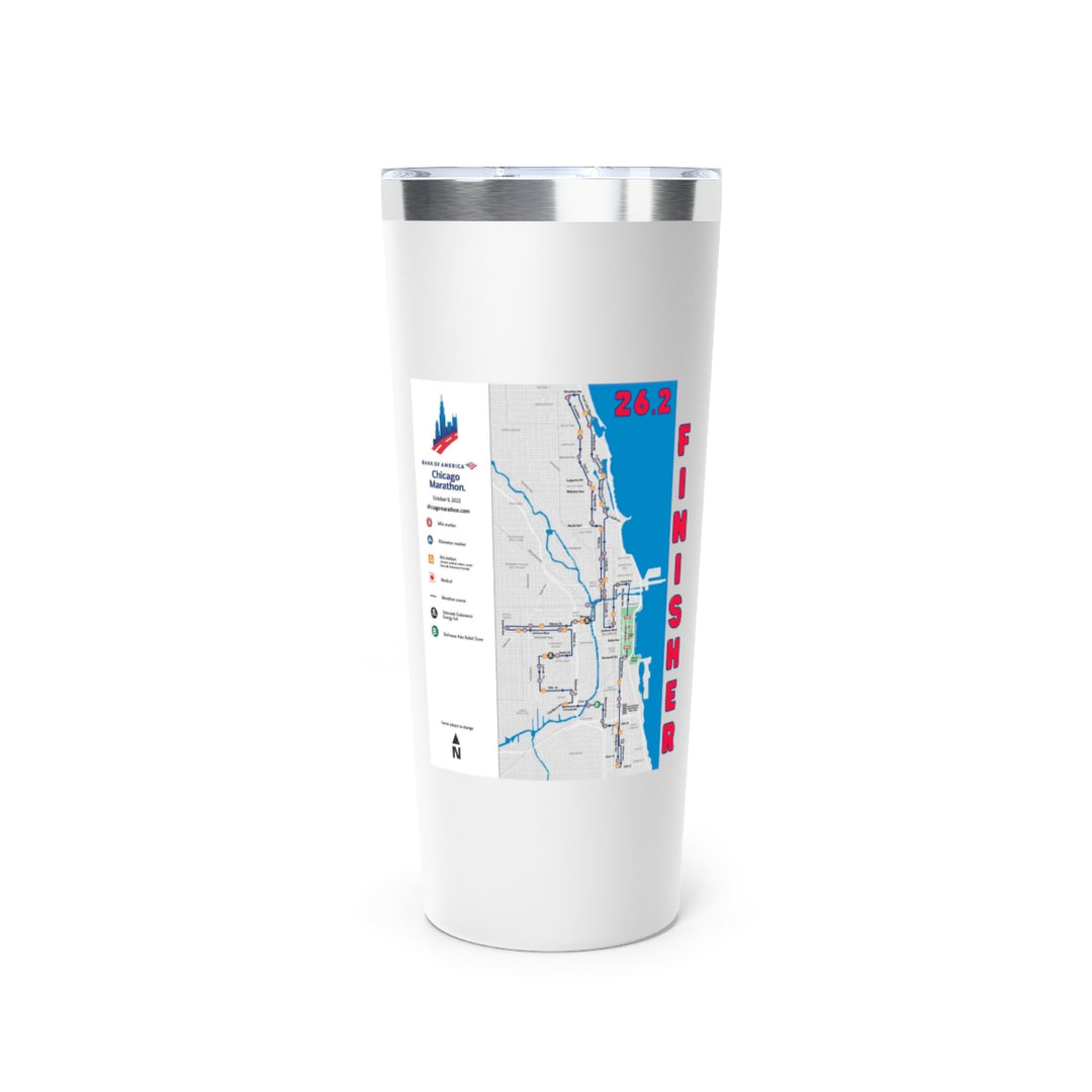 Chicago, 26.2, Chicago Bib Tumbler, Copper Vacuum Insulated Tumbler, 22oz, Chicago Runner, Gift for Runner, Chicago Map