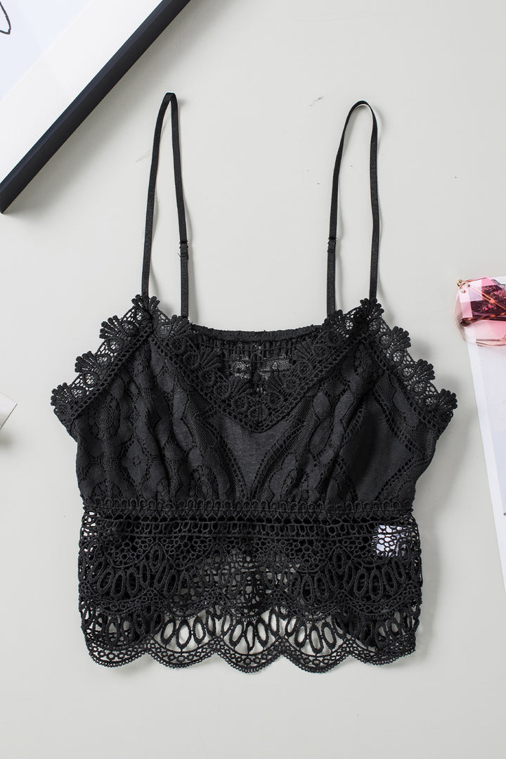 V-Neck Lace Cropped Cami