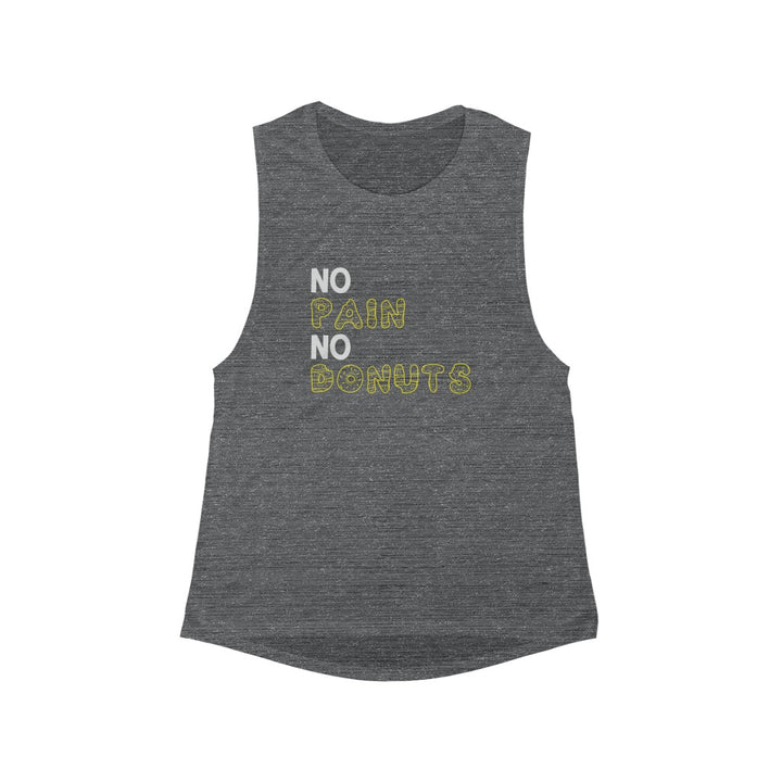 No Pain No Donuts, Funny Fitness Tank, Women's Flowy Scoop Muscle Tank