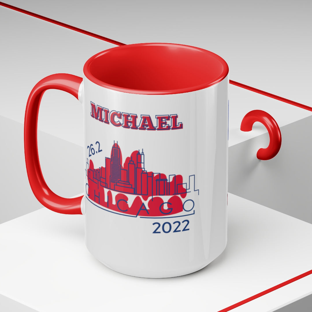 Chicago Marathon, Chicago Bib Cup, Accent Coffee Mug, 15oz, 26.2, Chicago Cup, Chicago Marathon Gift, Custom Marathon Gift, 2022 Chicago