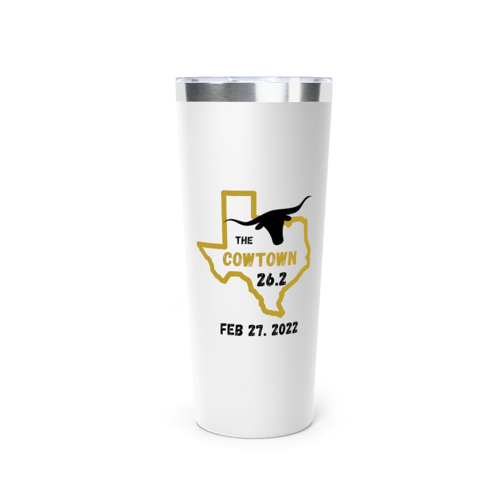 Cowtown Marathon Travel Mug, Copper Vacuum Insulated Tumbler, 22oz, Runners Gift, Personalized Marathon Gift