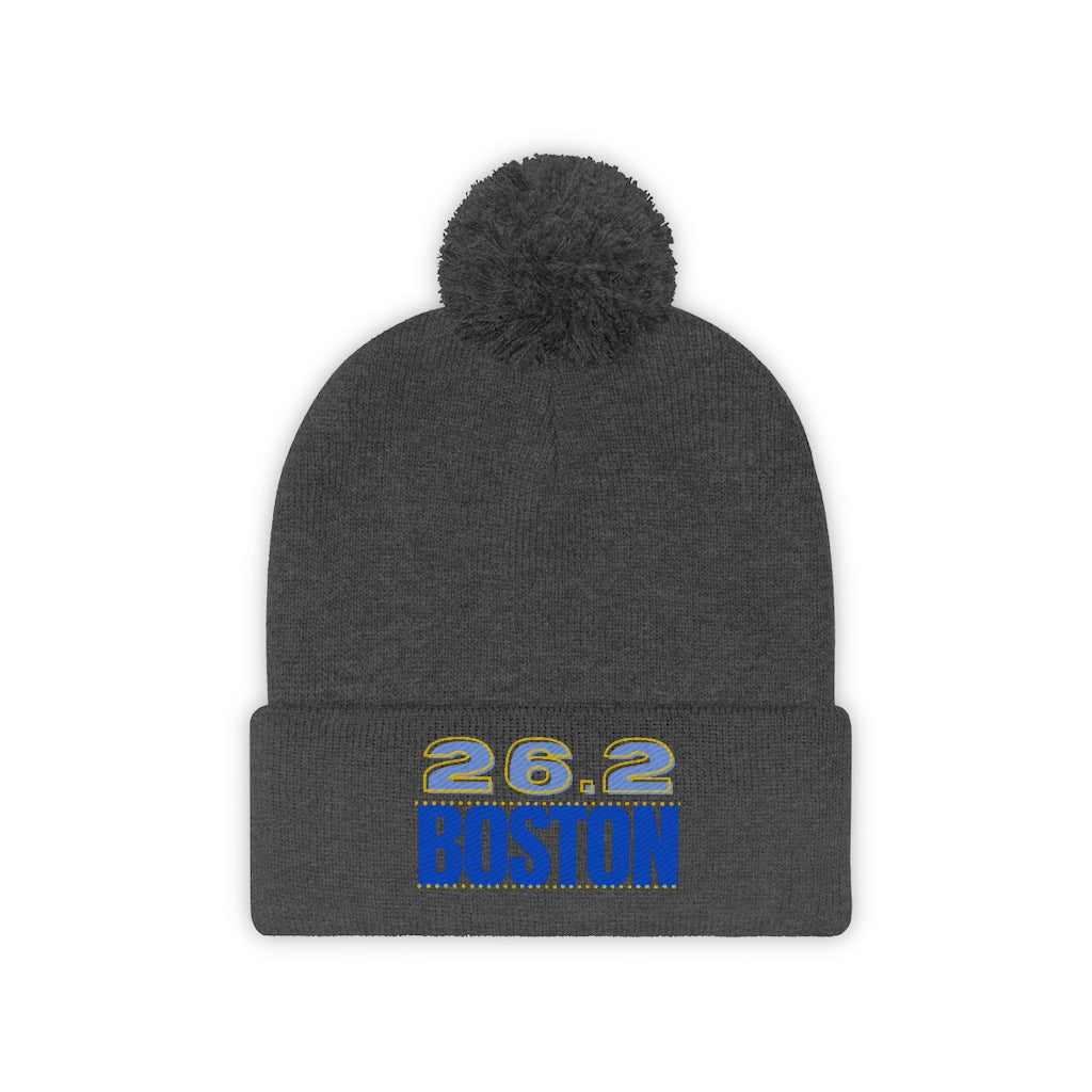 26.2 Boston Beanie, Embroidered Boston Beanie, Pom Pom Beanie, Runner, Marathon, Gift for Runner