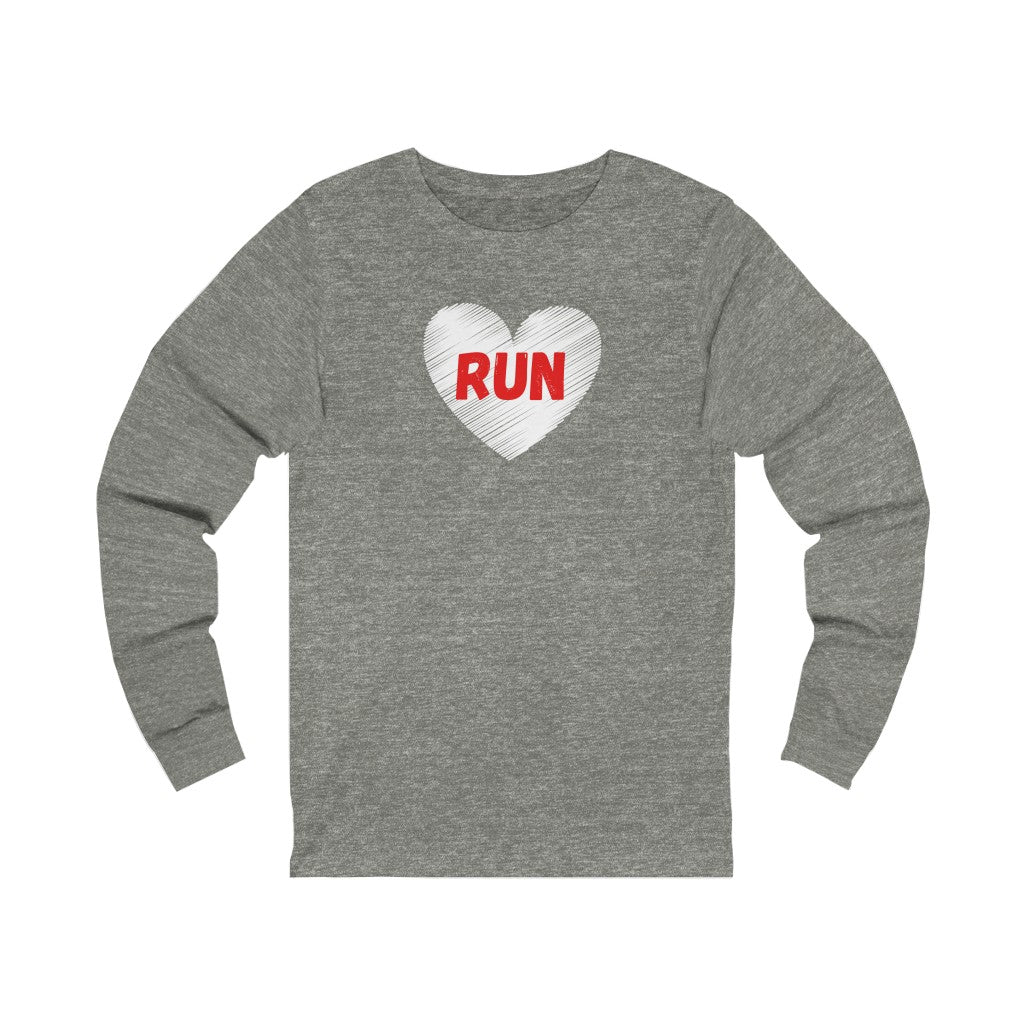 Love Run Shirt, I Love Running, I Heart Running, Unisex Jersey Long Sleeve Tee