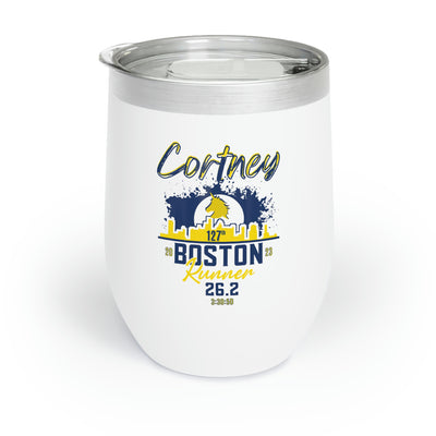 Boston Wine Tumbler, Boston 26.2, Boston Runner, 12oz Insulated Wine Tumbler, Gift for Boston Runner