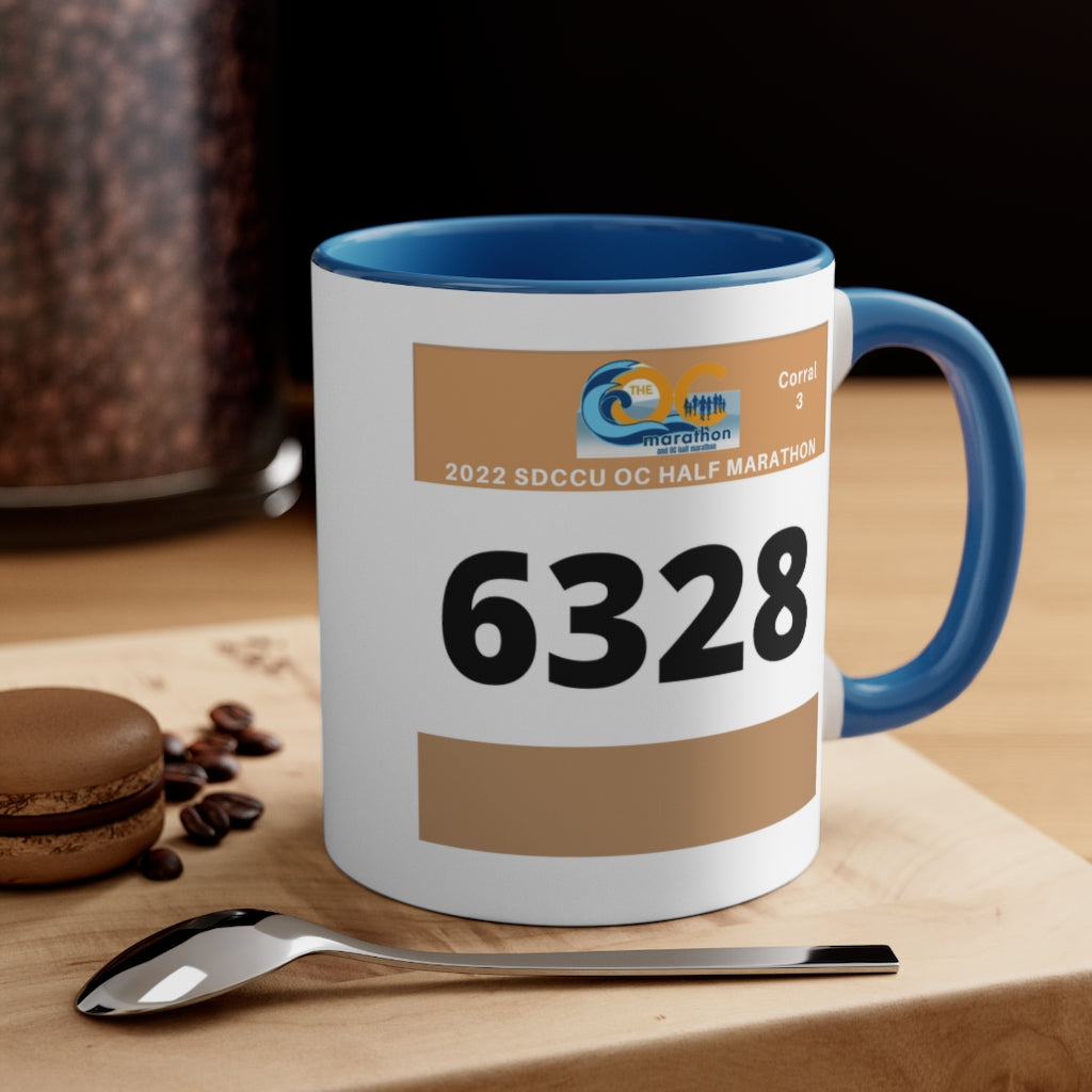 OC Marathon, OC Bib Coffee Cup, 11oz, OC Half Marathon Gift, Personalized Half Marathon Mug, 13.1 Cup, 26.2 Mug