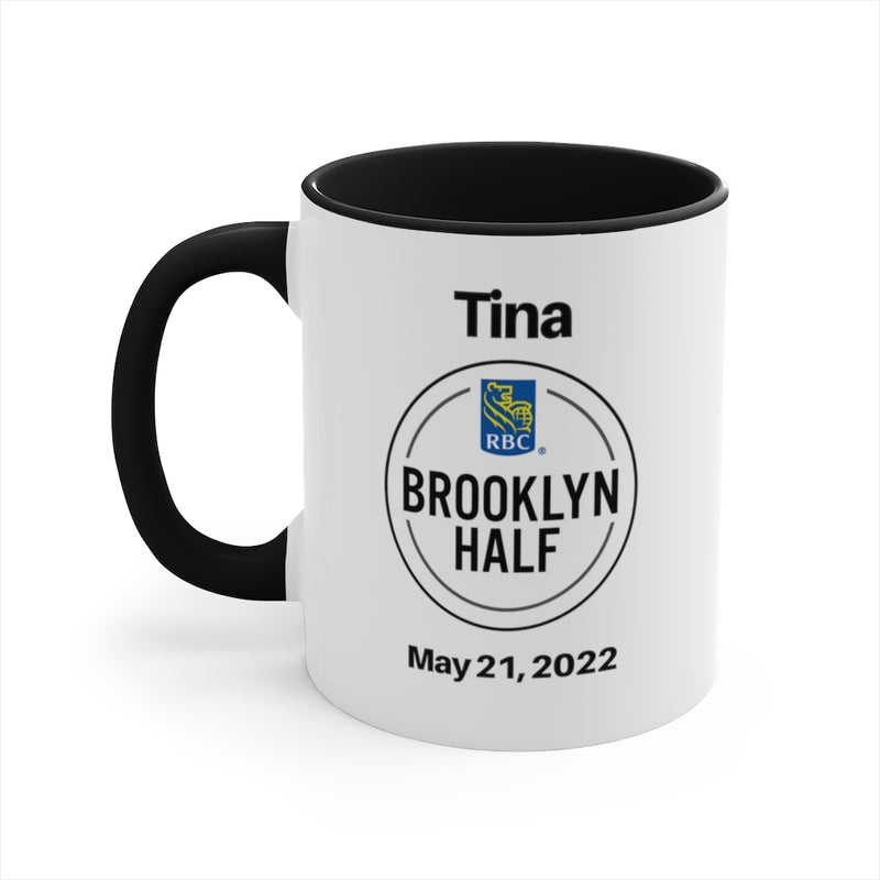 Brooklyn Half Marathon, Brooklyn Bib Cup, Brooklyn 13.1, Accent Coffee Mug, 11oz, Brooklyn Half Mug, Custom Brooklyn Bib Mug