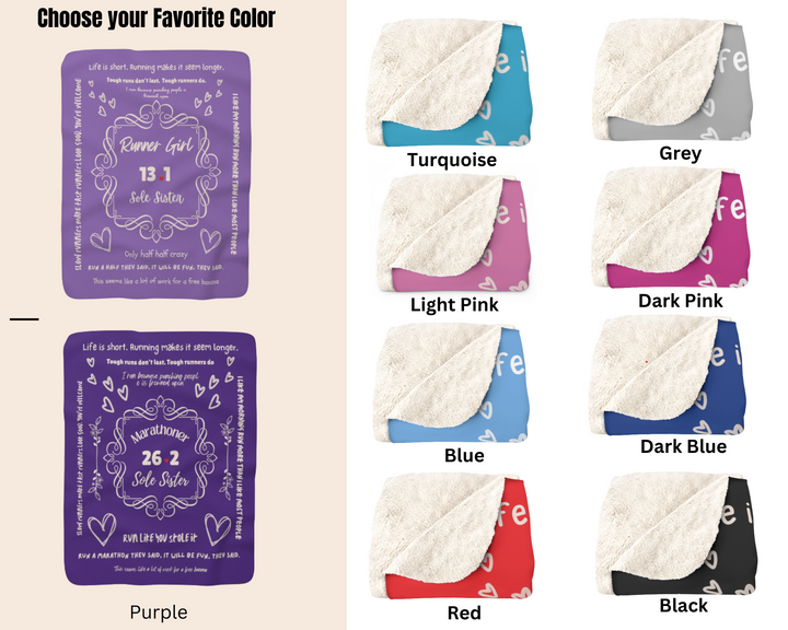 Marathon Blanket, Sherpa Fleece Blanket, 26.2, Runner Blanket, Gift for Runner, Marathoner, Marathon Gift