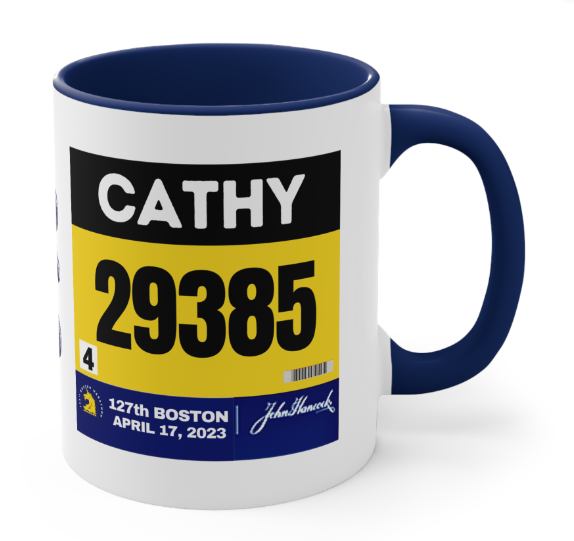 Boston Bib Cup, Two-Tone Coffee Mugs, 11oz, Boston Runner, Gift for Boston Runner, Boston Bib Mug