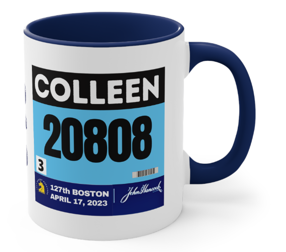 Boston Bib Cup, Two-Tone Coffee Mugs, 11oz, Boston Runner, Gift for Boston Runner, Boston Bib Mug