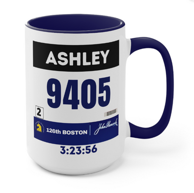 Boston Bib Cup, Two-Tone Coffee Mugs, 15oz, Boston Runner, Gift for Boston Runner, Boston Bib Mug