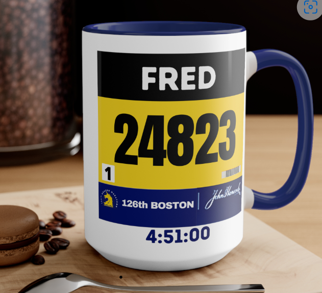 Boston Bib Cup, Two-Tone Coffee Mugs, 15oz, Boston Runner, Gift for Boston Runner, Boston Bib Mug