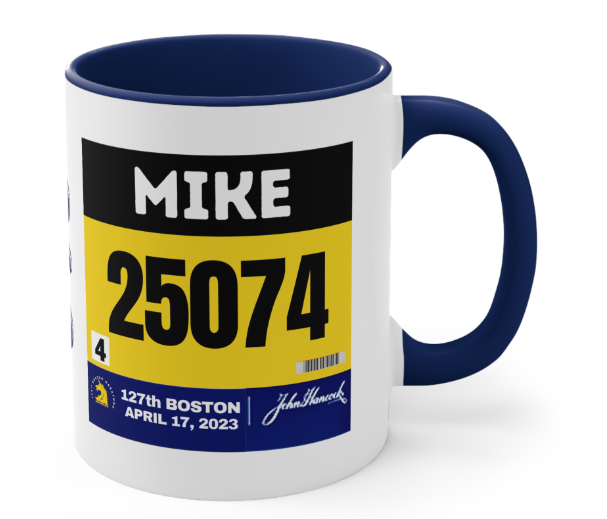 Boston Bib Cup, Two-Tone Coffee Mugs, 11oz, Boston Runner, Gift for Boston Runner, Boston Bib Mug