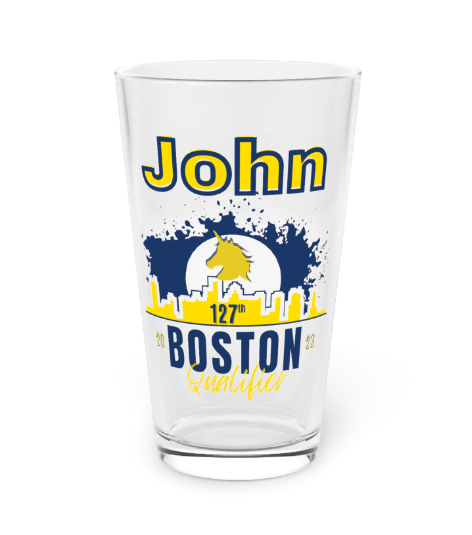 Boston, 26.2 Pint Glass, 16oz, Boston Runner, Gift for Boston Qualifier, Boston Beer Glass