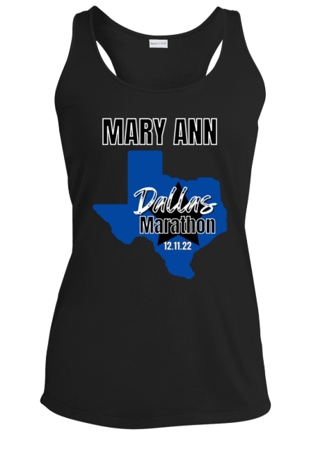 Dallas Marathon, Ladies' Performance Racerback Tank, Dallas Running Tank