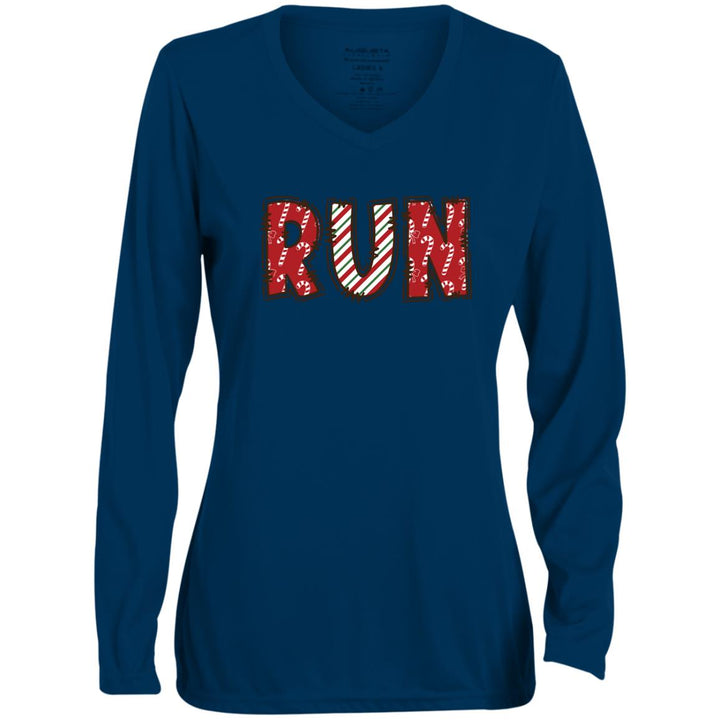 Christmas Run Shirt, Women's Running Shirt, Long Sleeve, RUN, Gift for Runner