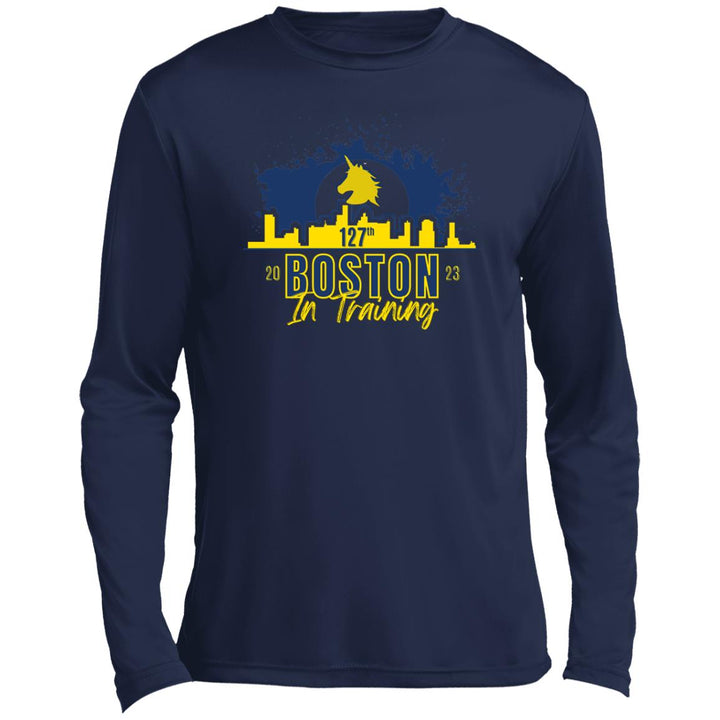 Boston In Training, Men’s Long Sleeve Performance Tee, Boston Runner, 2023 Boston Qualifier