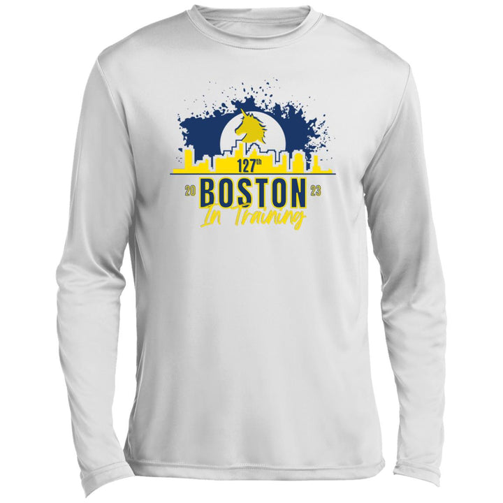 Boston In Training, Men’s Long Sleeve Performance Tee, Boston Runner, 2023 Boston Qualifier