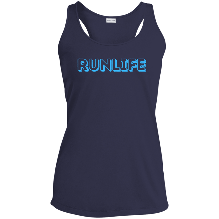 RUN LIFE, Ladies' Performance Racerback Tank, Running Tank, Athletic Running Tee