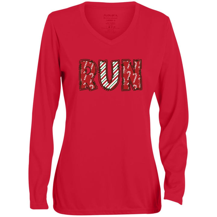 Christmas Run Shirt, Women's Running Shirt, Long Sleeve, RUN, Gift for Runner