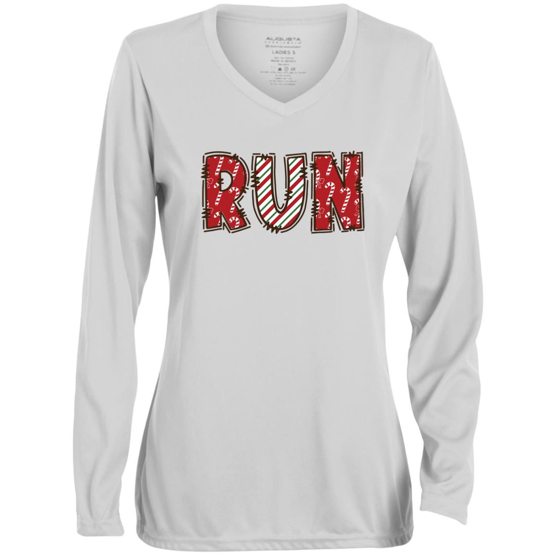 Christmas Run Shirt, Women's Running Shirt, Long Sleeve, RUN, Gift for Runner