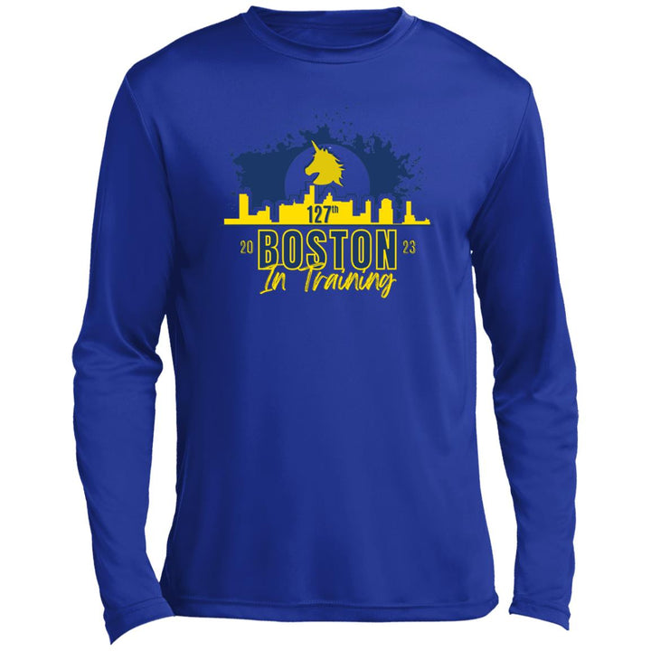 Boston In Training, Men’s Long Sleeve Performance Tee, Boston Runner, 2023 Boston Qualifier