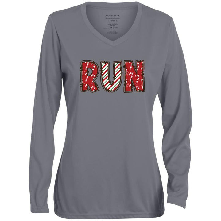 Christmas Run Shirt, Women's Running Shirt, Long Sleeve, RUN, Gift for Runner