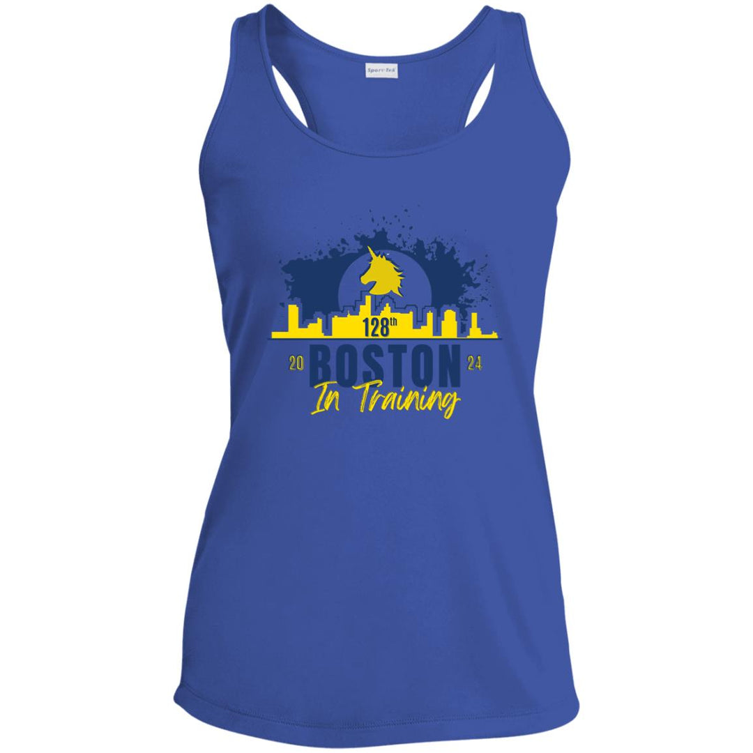 Boston 2024, 128th Boston, In Training, Ladies' Performance Racerback Tank