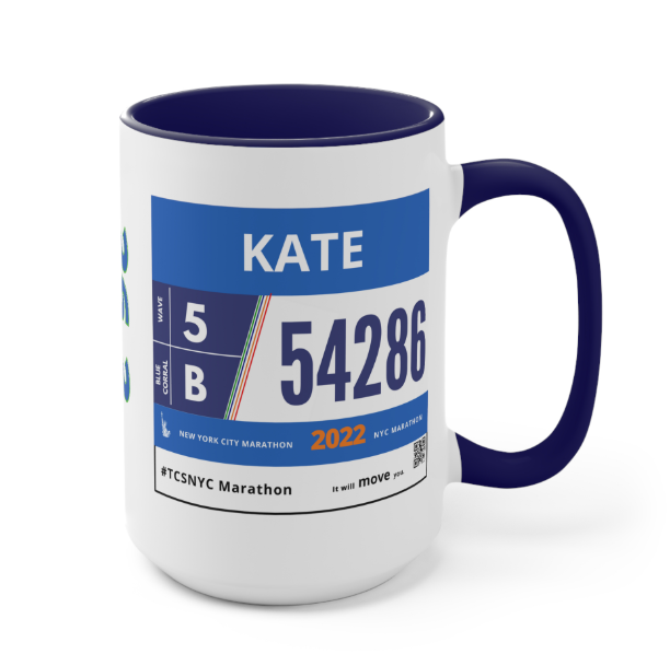 New York City Marathon, NYC Marathon Bib Cup, 15oz, NYC Marathon Gift, NYC Run, 2022 Marathon Mug